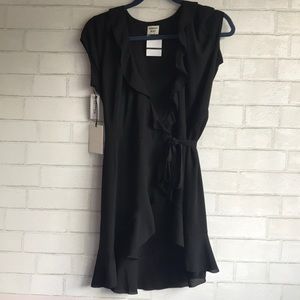 Aritzia Sunday Best Black Savoy Wrap Dress